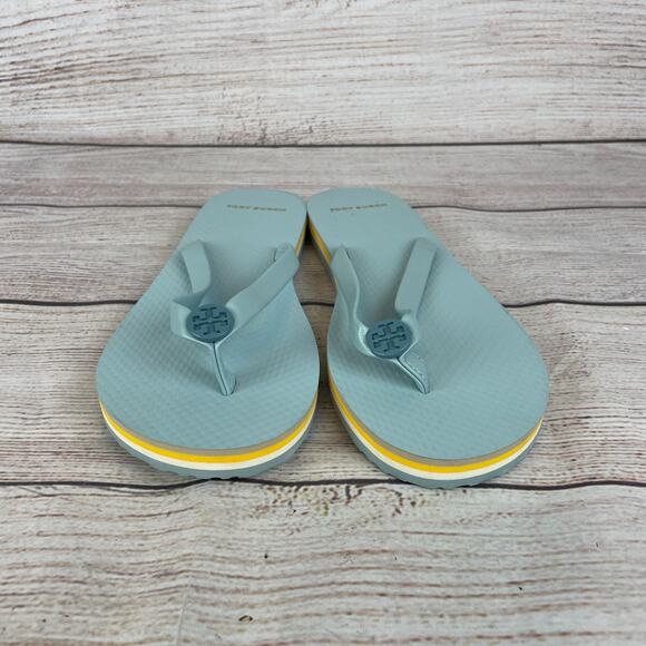 Tory Burch Mini Minnie Womens Sz 8M Flip Flop Sandals Gray Mist Smoke Blue - Picture 3 of 9
